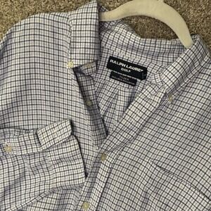 Ralph Lauren Golf Large Linen Cotton Blend Plaid Shirt Classic‎ Preppy Summer